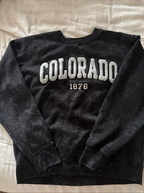 Black Crewneck Sweatshirt with Colorado 1876 Chenille Lettering